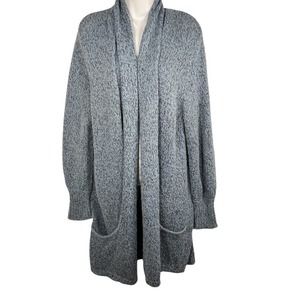 Cascade Blues Long Line Long Sleeved Blue & Black Open Knit Cardigan M